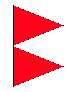 Two triangular red flags
